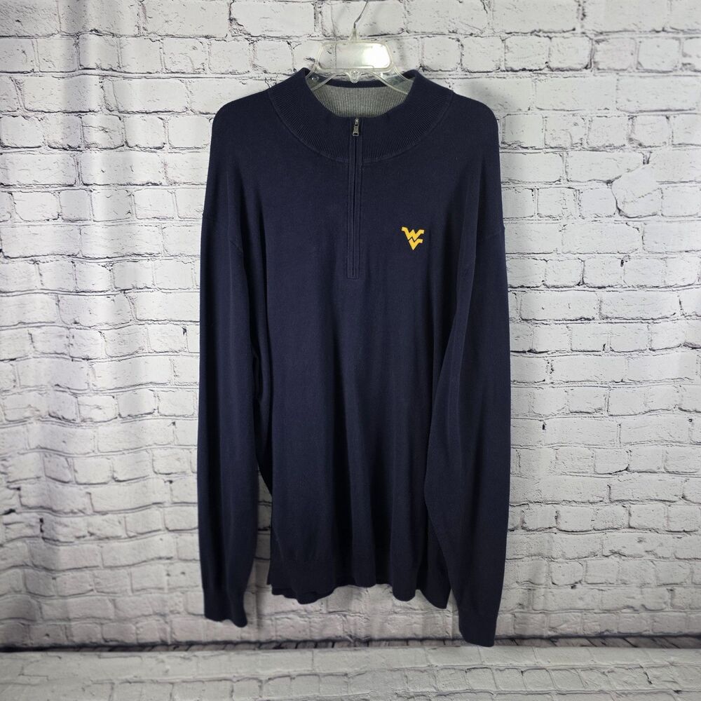 West Virginia Mountaineers Men's 3XLT Navy‎ Blue Cutter & Buck Zip Pullover